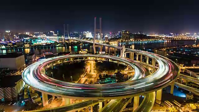 上海南浦大桥夜景-时光流逝