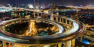 上海南浦大桥夜景-时间推移缩小
