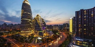 时光流逝——中国北京城市著名地标，望京夜景