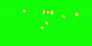 SLO MO玉米粒落在色度键上