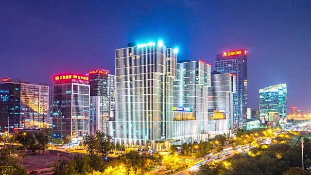 北京的现代建筑和天际线时间间隔为4k
