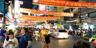 时间推移-拥挤的人在中国城，泰国