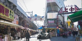 美代子的4k延时是上野车站附近山手河畔的一条繁忙的市场街