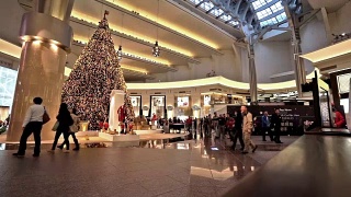 中国台北，圣诞节附近，顾客在台北101大楼购物视频素材模板下载