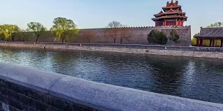 中国北京，2016年3月21日:日落时分，漫步并欣赏中国北京紫禁城塔的美丽景色
