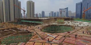 杭州新工地鸟瞰图。4 k