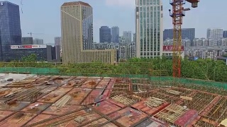 杭州新工地鸟瞰图。4 k视频素材模板下载