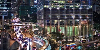 黄昏时分的香港金融区
