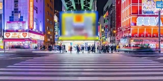 日本东京秋叶原地区的4K延时摄影。(放大镜头)