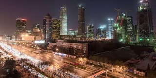 北京CBD区域，从黄昏到夜晚