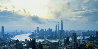 上海天际线从黎明到黎明，时光流逝