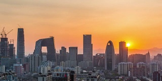 时光流逝——夕阳下的北京城市天际线