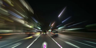 快速城市夜间驾驶延时循环。高清