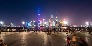 从白天到夜晚的上海城市景观，4k时光流逝，2016