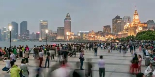 上海城市景观白天到晚上4k时光流逝