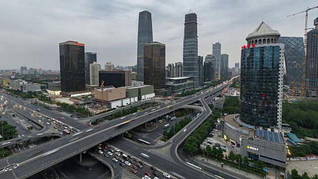 时间推移-北京CBD地区鸟瞰图(WS RL Pan)