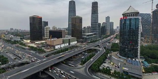 时间推移-北京CBD地区鸟瞰图(WS RL Pan)