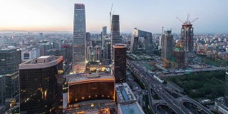 时间流逝——黄昏俯瞰北京天际线，从白天到夜晚(缩小)