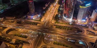北京路交叉口夜间鸟瞰图(WS RL Pan)