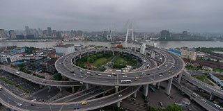 时间推移-上海繁忙路口鸟瞰图(WS)