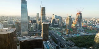 时间推移-北京CBD地区鸟瞰图(WS平移)