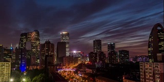 时光流逝——北京中央商务区，从黄昏到夜晚的过渡(WS HA Panning)