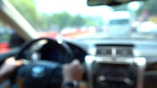 human driving car, 4k blur shot视频素材模板下载