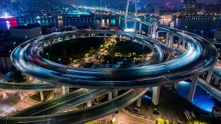 时光流逝——上海南浦大桥夜景(放大)视频素材模板下载