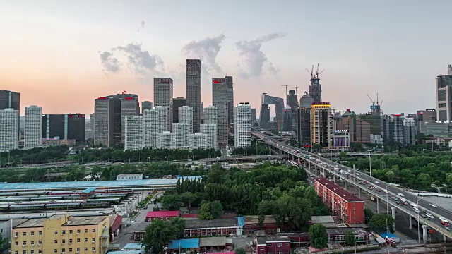 时间推移-北京CBD地区鸟瞰图(WS HA RL Pan)
