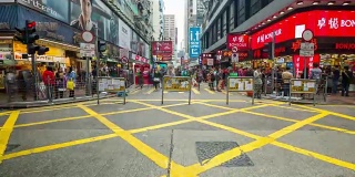 香港旺角街行人拥挤