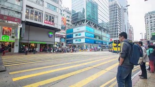 香港旺角街行人拥挤视频素材模板下载