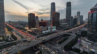 时光流逝——北京CBD、中国国际贸易中心(平移)视频素材模板下载