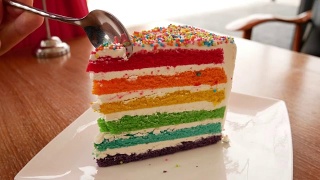 咖啡厅里的彩虹蛋糕视频素材模板下载