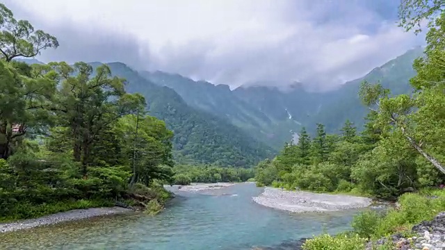 4K时间间隔:从卡帕桥与阿祖萨河和Hotaka山的视角