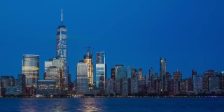 从白天到晚上，纽约市曼哈顿市中心的时间流逝