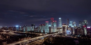 时光流逝——北京城市天际线，夜晚的城市景观