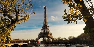 有树的巴黎埃菲尔铁塔