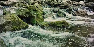 山河流经岩石