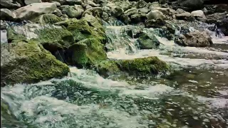 山河流经岩石视频素材模板下载
