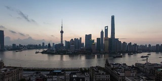上海城市景观4k时光流逝，日出