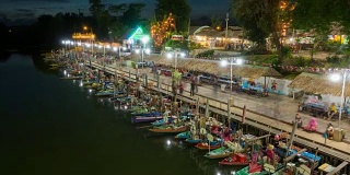 美丽的延时，浮动市场，帽雅艾，宋卡，泰国