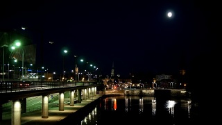 晚上的斯德哥尔摩中央大桥视频素材模板下载