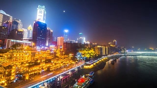 重庆，中国城市夜景。视频素材模板下载