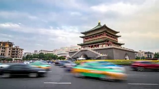 延时:中国崇楼古西安钟楼视频素材模板下载