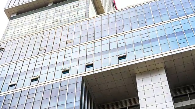 杭州玻璃幕墙的现代建筑。间隔拍摄hyperlapse