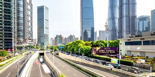 上海市中心的路。间隔拍摄hyperlapse