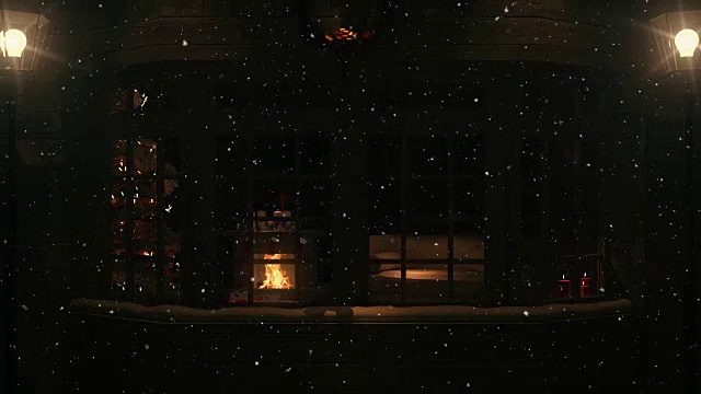 圣诞场景背后的窗口|可循环- 4K