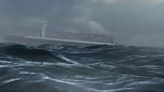 在风暴海洋中的货船视频素材模板下载
