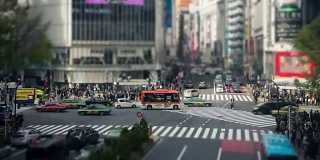 4K时光流逝:涉谷穿越，东京，日本。