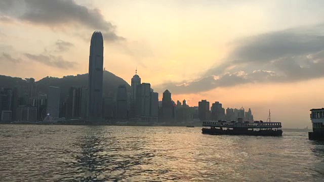 日落，天星小轮香港维多利亚港